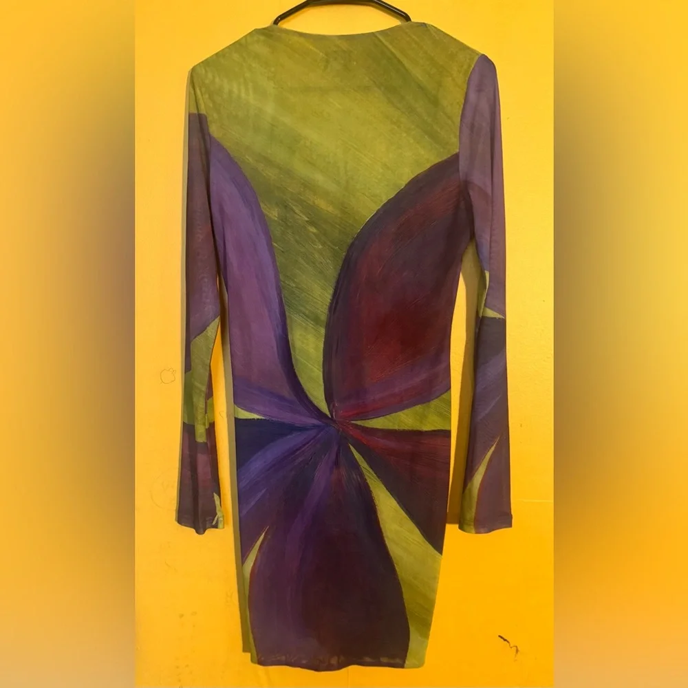 Purple and Green Cutout Dress - Picture 3 of 3